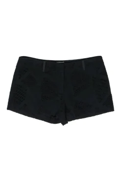Milly - Black Textured Eyelet Low Rise Cotton Shorts Sz 0