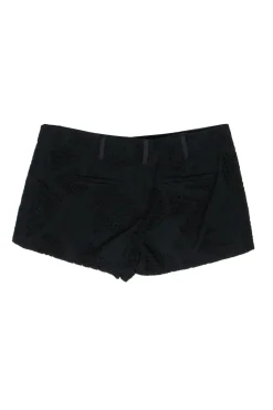 Milly - Black Textured Eyelet Low Rise Cotton Shorts Sz 0