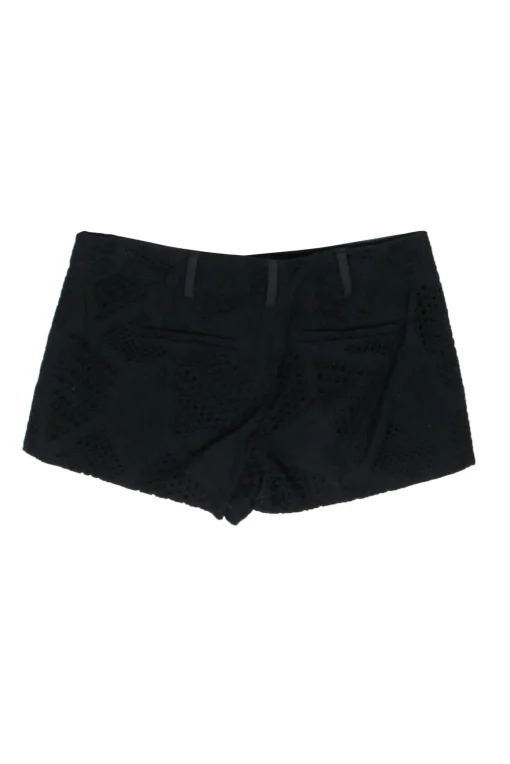 Milly - Black Textured Eyelet Low Rise Cotton Shorts Sz 0