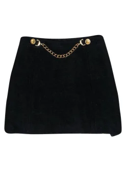Milly - Black Wool Blend Skirt w/ Gold Chain Detail Sz 4