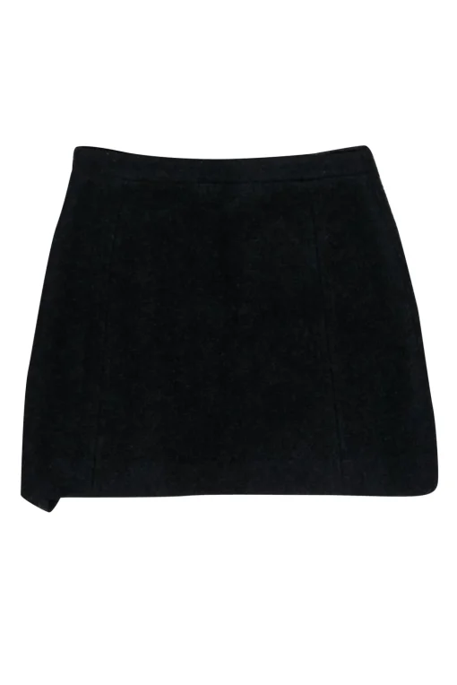 Milly - Black Wool Blend Skirt w/ Gold Chain Detail Sz 4