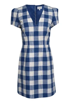 Milly - Blue & White Checkered V-Neckline Dress Sz 6