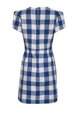 Milly - Blue & White Checkered V-Neckline Dress Sz 6