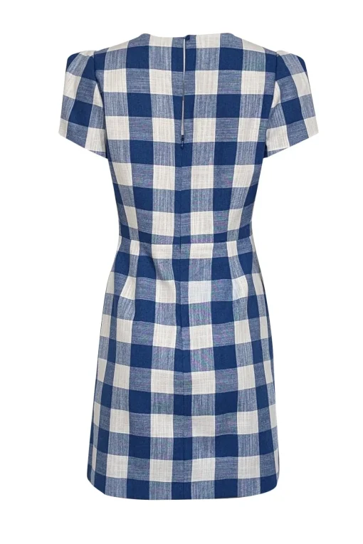 Milly - Blue & White Checkered V-Neckline Dress Sz 6