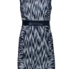 Milly - Blue & White Marbled Dress w/ Leather Trim Sz 2