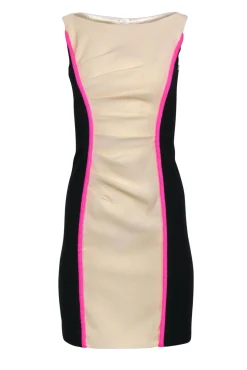Milly - Cream & Black Color Block Fitted Sheath Dress Sz 0