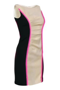 Milly - Cream & Black Color Block Fitted Sheath Dress Sz 0