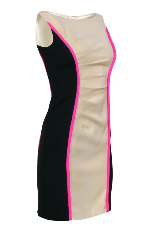 Milly - Cream & Black Color Block Fitted Sheath Dress Sz 0