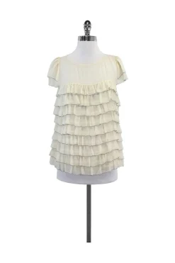 Milly - Cream Silk Tiered Blouse Sz 10