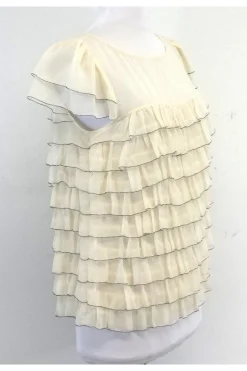 Milly - Cream Silk Tiered Blouse Sz 10