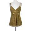Milly - Gold Metallic Silk Spaghetti Strap Top Sz 6