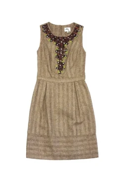 Milly - Gold Tweed Embellished Dress Sz 4