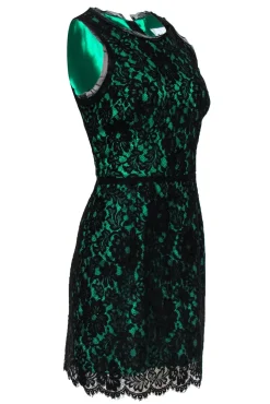 Milly - Green & Black Lace A-Line Dress Sz 10