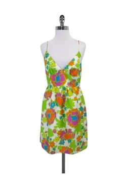 Milly - Multicolor Floral Silk Spaghetti Strap Dress Sz 8