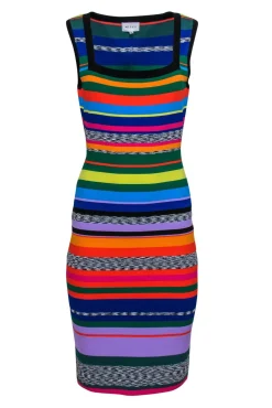 Milly - Multicolor Striped Knit Midi Bodycon Sz L