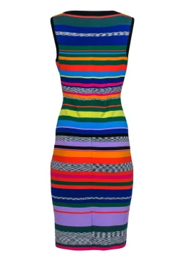 Milly - Multicolor Striped Knit Midi Bodycon Sz L