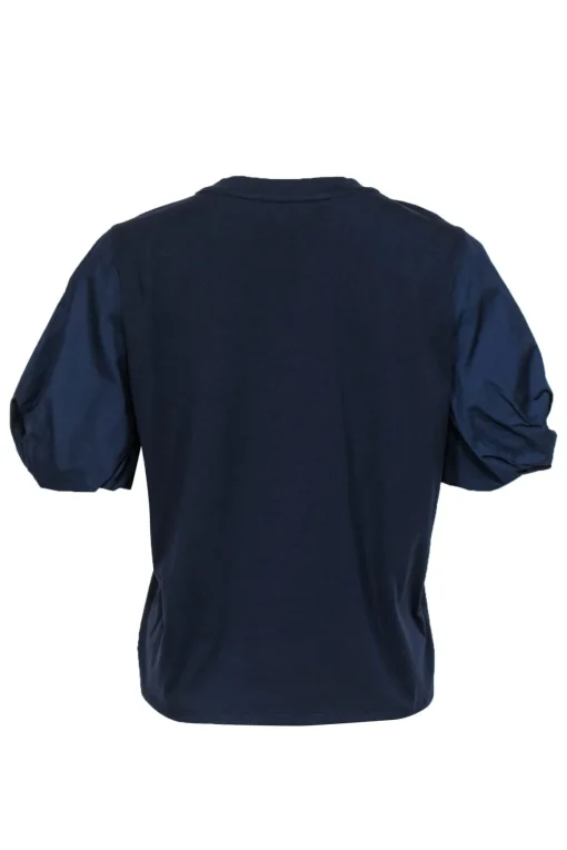 Milly - Navy Puffed Short Sleeved Cotton Tee Sz M