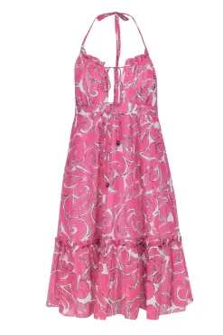 Milly - Pink & Cream Print Halter Dress Sz 8