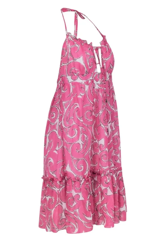 Milly - Pink & Cream Print Halter Dress Sz 8