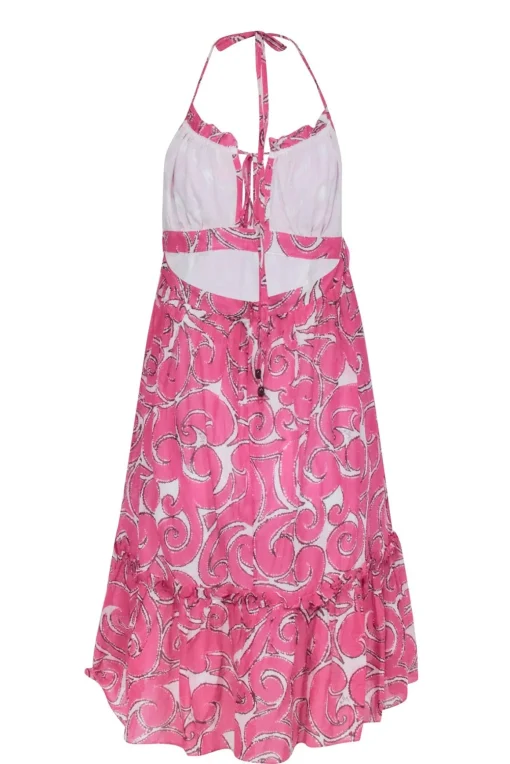 Milly - Pink & Cream Print Halter Dress Sz 8