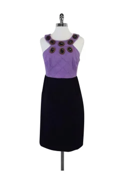 Milly - Purple & Navy Textured Cotton Dress Sz 4