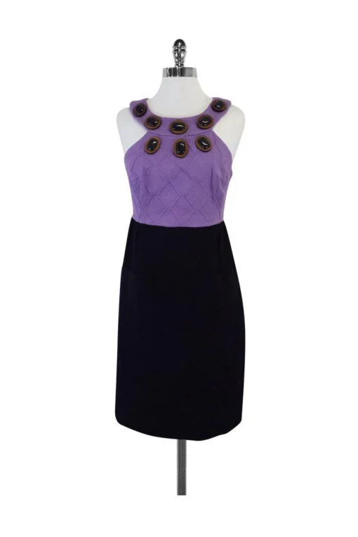 Milly - Purple & Navy Textured Cotton Dress Sz 4