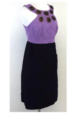 Milly - Purple & Navy Textured Cotton Dress Sz 4