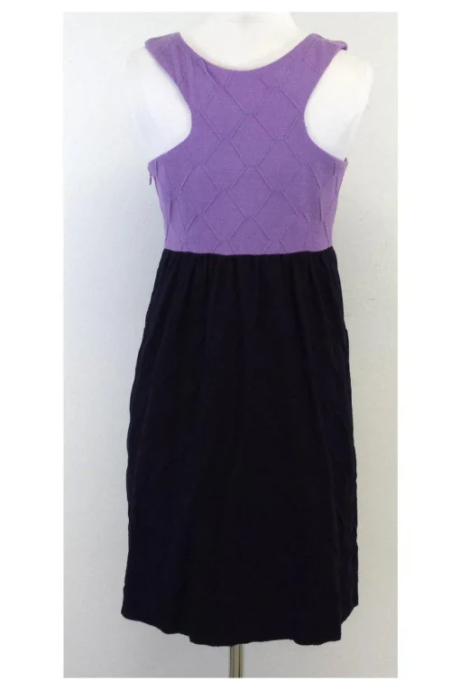 Milly - Purple & Navy Textured Cotton Dress Sz 4