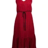 Milly - Red & Black Polka Dot Silk Sleeveless Dress Sz 6