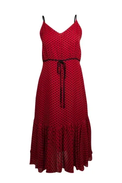 Milly - Red & Black Polka Dot Silk Sleeveless Dress Sz 6