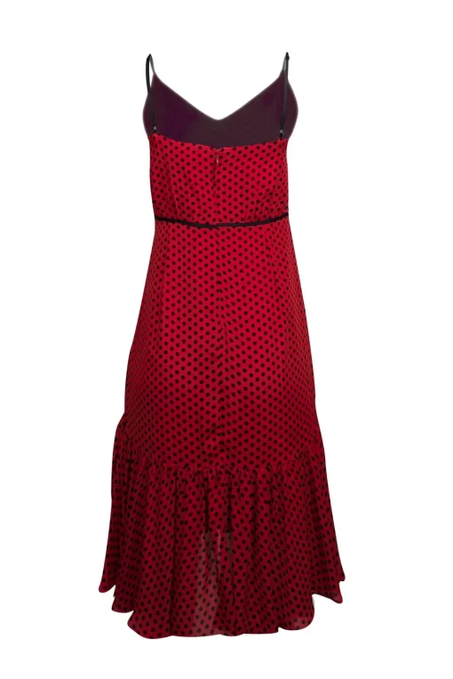 Milly - Red & Black Polka Dot Silk Sleeveless Dress Sz 6
