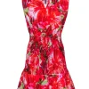 Milly - Red & Multi Colored Tropical Print Sleeveless Mini Dress Sz 8