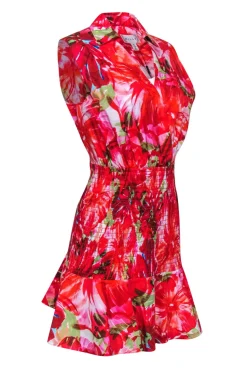 Milly - Red & Multi Colored Tropical Print Sleeveless Mini Dress Sz 8