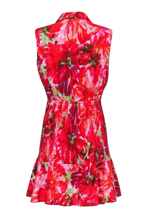 Milly - Red & Multi Colored Tropical Print Sleeveless Mini Dress Sz 8