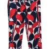Milly - Red, White & Blue Leaf Print Cigarette Pants Sz 4