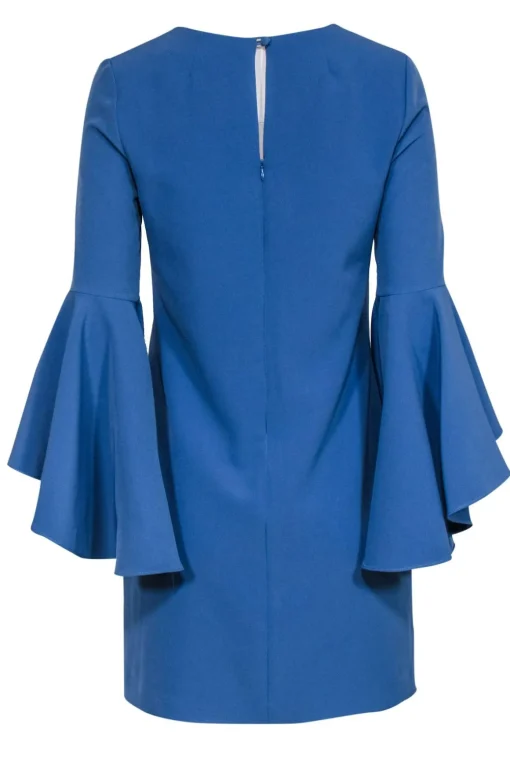 Milly - Slate Blue V-Neck Shift Dress w/ Ruffle Bell Sleeves Sz 6