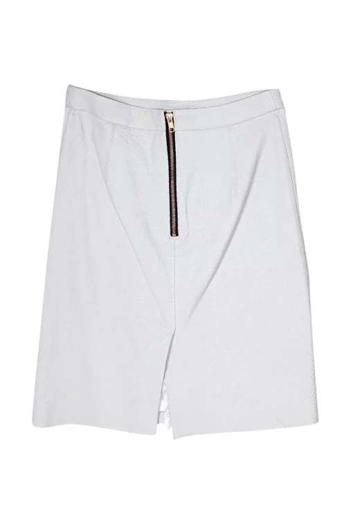 Milly - White Snakeskin Embossed Leather Skirt Sz 6