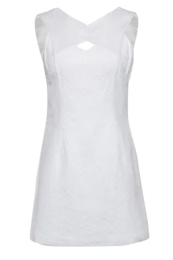 Milly - White Textured A-Line Dress w/ Keyhole & Bow Sz 8