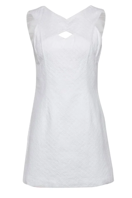 Milly - White Textured A-Line Dress w/ Keyhole & Bow Sz 8