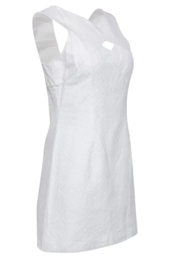 Milly - White Textured A-Line Dress w/ Keyhole & Bow Sz 8