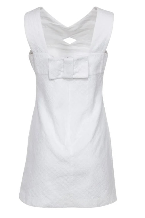 Milly - White Textured A-Line Dress w/ Keyhole & Bow Sz 8