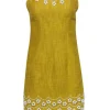 Milly - Yellow Linen & Cotton Beaded Dress Sz 4