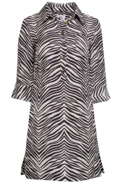 Milly - Zebra Print Button-Down Silk Shirt Dress Sz 4