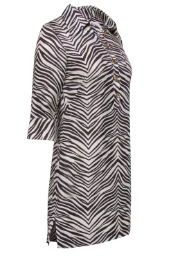 Milly - Zebra Print Button-Down Silk Shirt Dress Sz 4