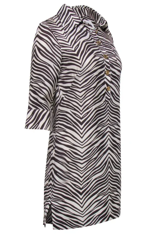 Milly - Zebra Print Button-Down Silk Shirt Dress Sz 4