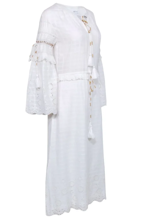 MISA Los Angeles - White Cotton Long Sleeve Maxi Dress Sz XS
