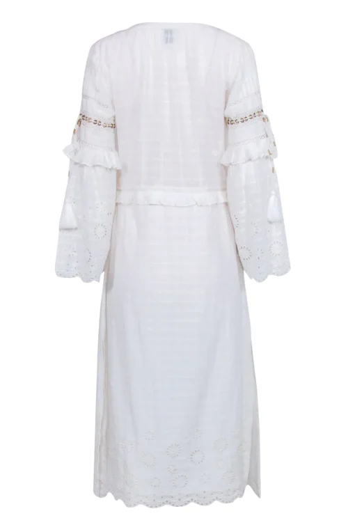 MISA Los Angeles - White Cotton Long Sleeve Maxi Dress Sz XS