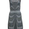 Missoni - Beige, Black & Blue Metallic Chevron Pattern Sleeveless Dress Sz 4