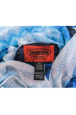 Missoni - Blue & White Ombre Chevron Knit Scarf w/ Fringe