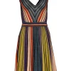 Missoni - Blue, Green, Orange, Black, & White Metallic Knit Dress Sz 2